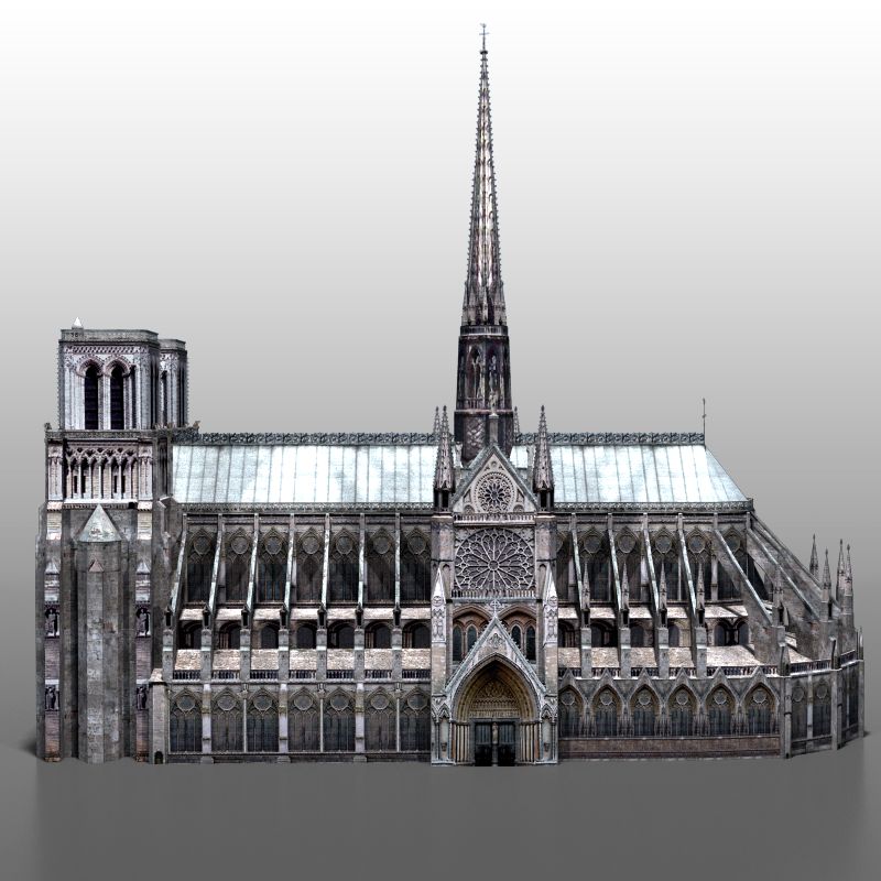 Notre Dame in Parijs royalty-free 3d model - Preview no. 5