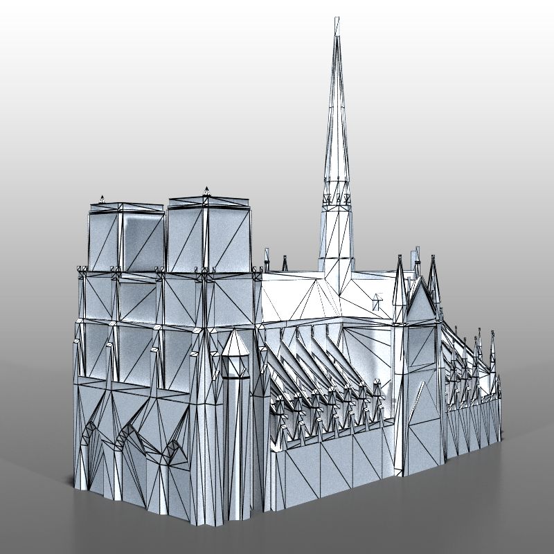 Notre Dame in Parijs royalty-free 3d model - Preview no. 9