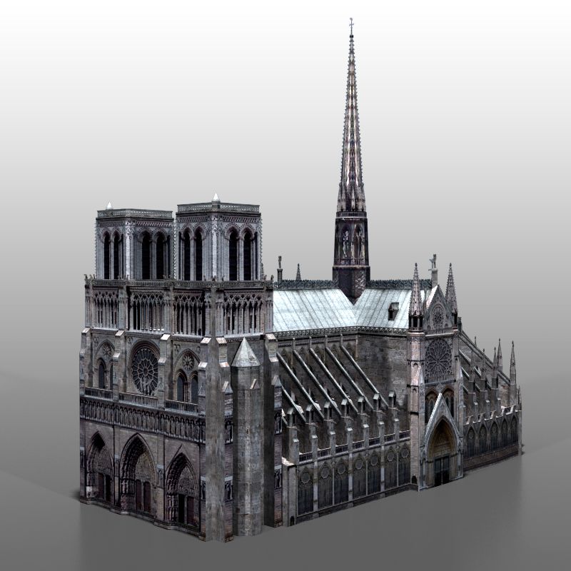 Notre Dame in Parijs royalty-free 3d model - Preview no. 6