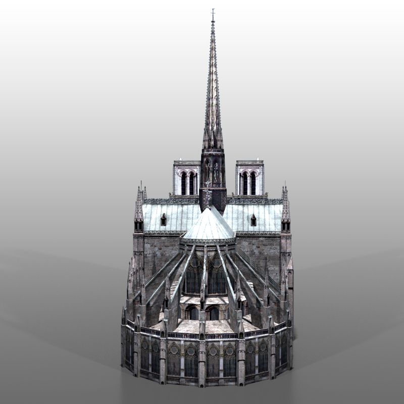 Notre Dame in Parijs royalty-free 3d model - Preview no. 4