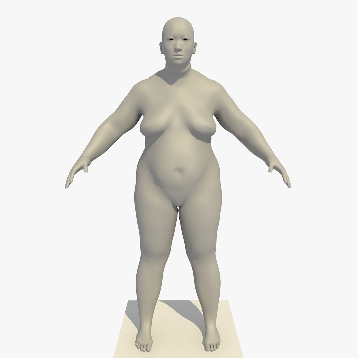 Mujer obesa asiática aparejada modelo 3d