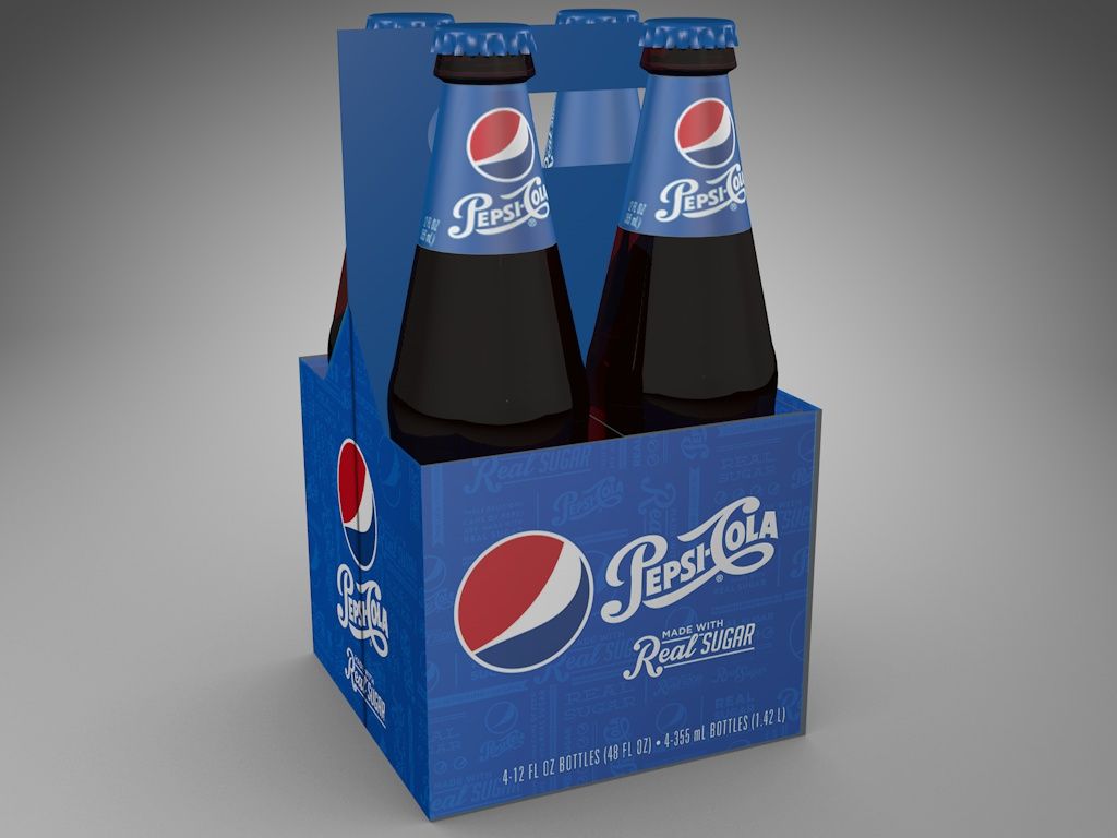 Pepsi glass bottle 4-pack 3d model