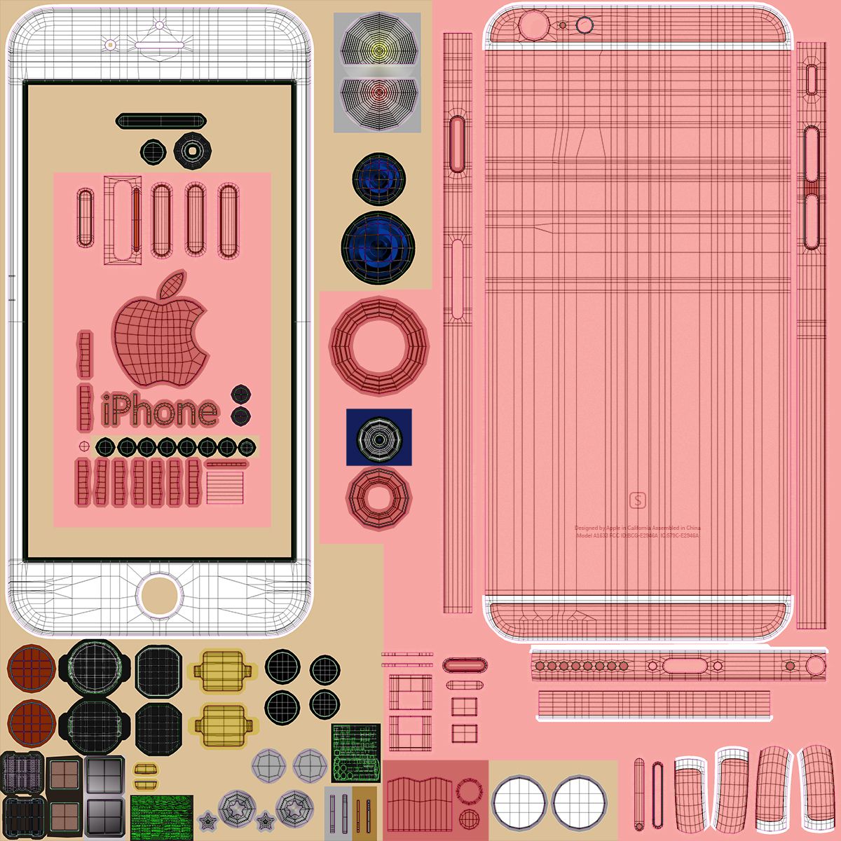 iPhone 6S Plus in oro rosa royalty-free 3d model - Preview no. 30