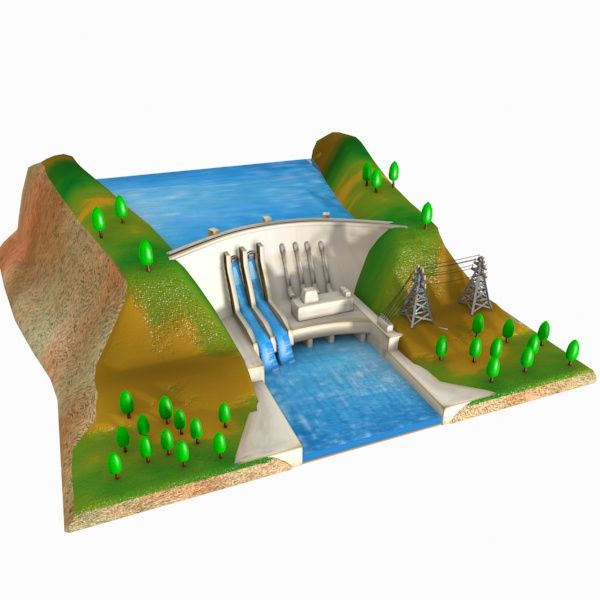 Cartoon Dam 3d model