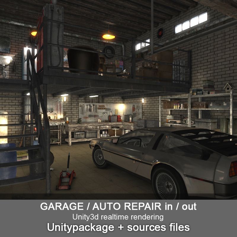 Garage Auto Repair low poly 3d model