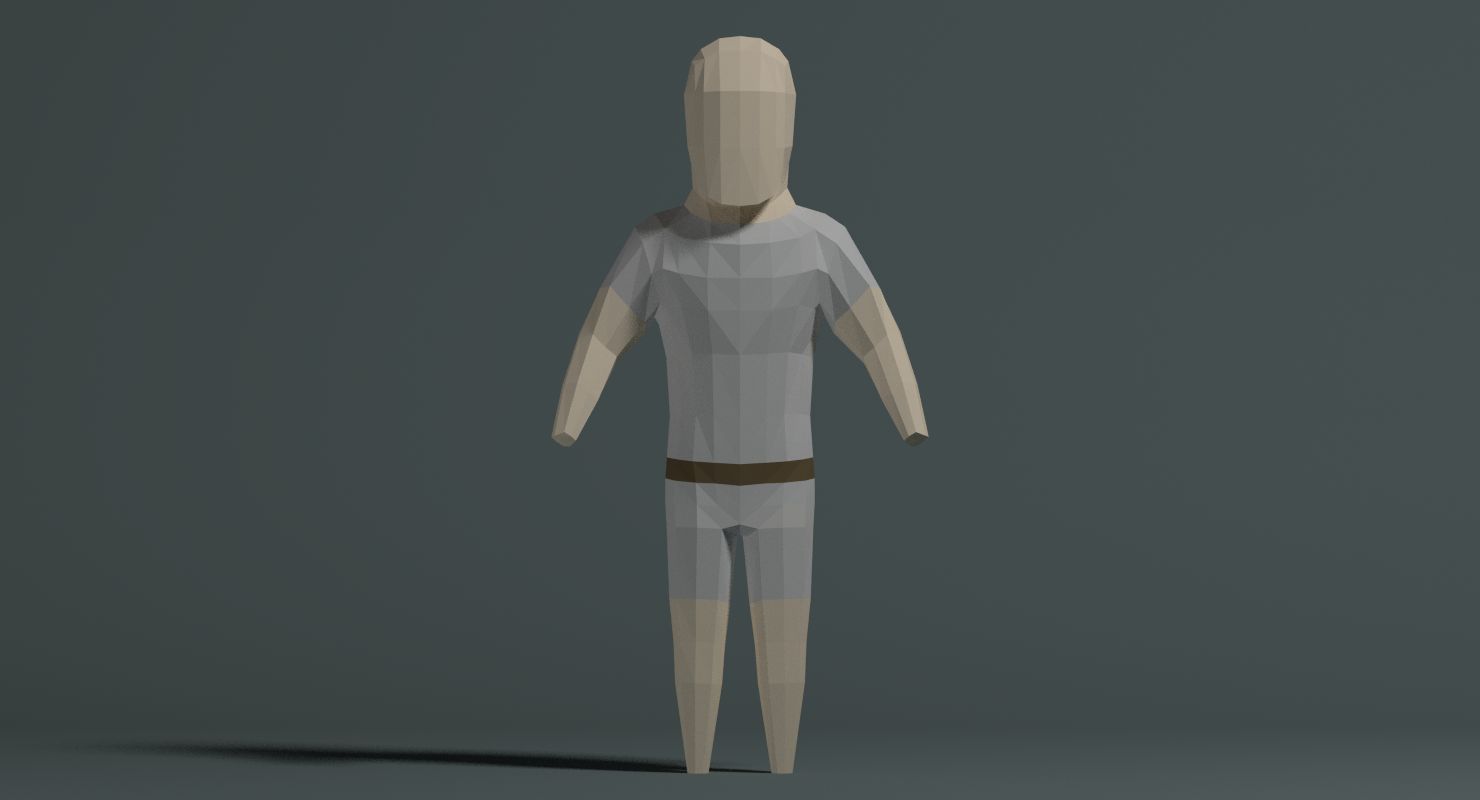 Carattere Low Poly royalty-free 3d model - Preview no. 2