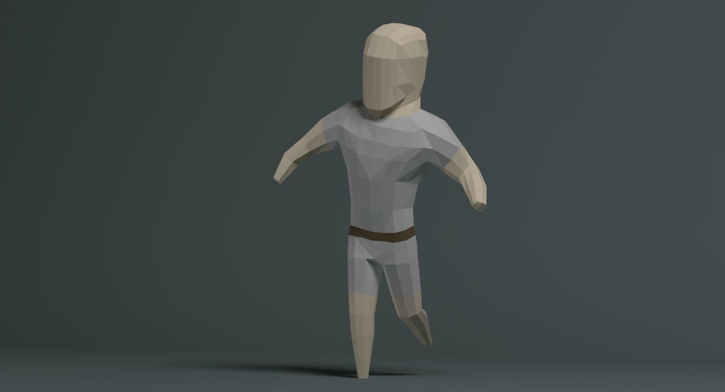 Carattere Low Poly royalty-free 3d model - Preview no. 3