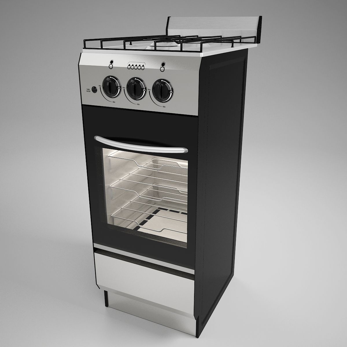 Narrow gas stove 3d model