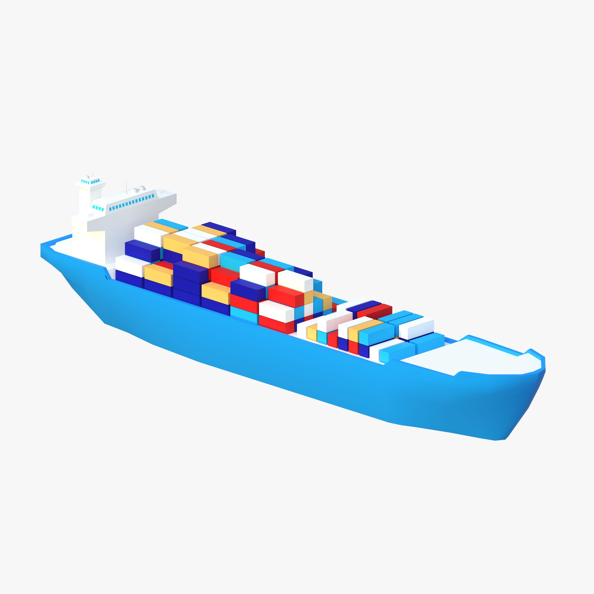 Cartone animato low poly nave cargo 3d model