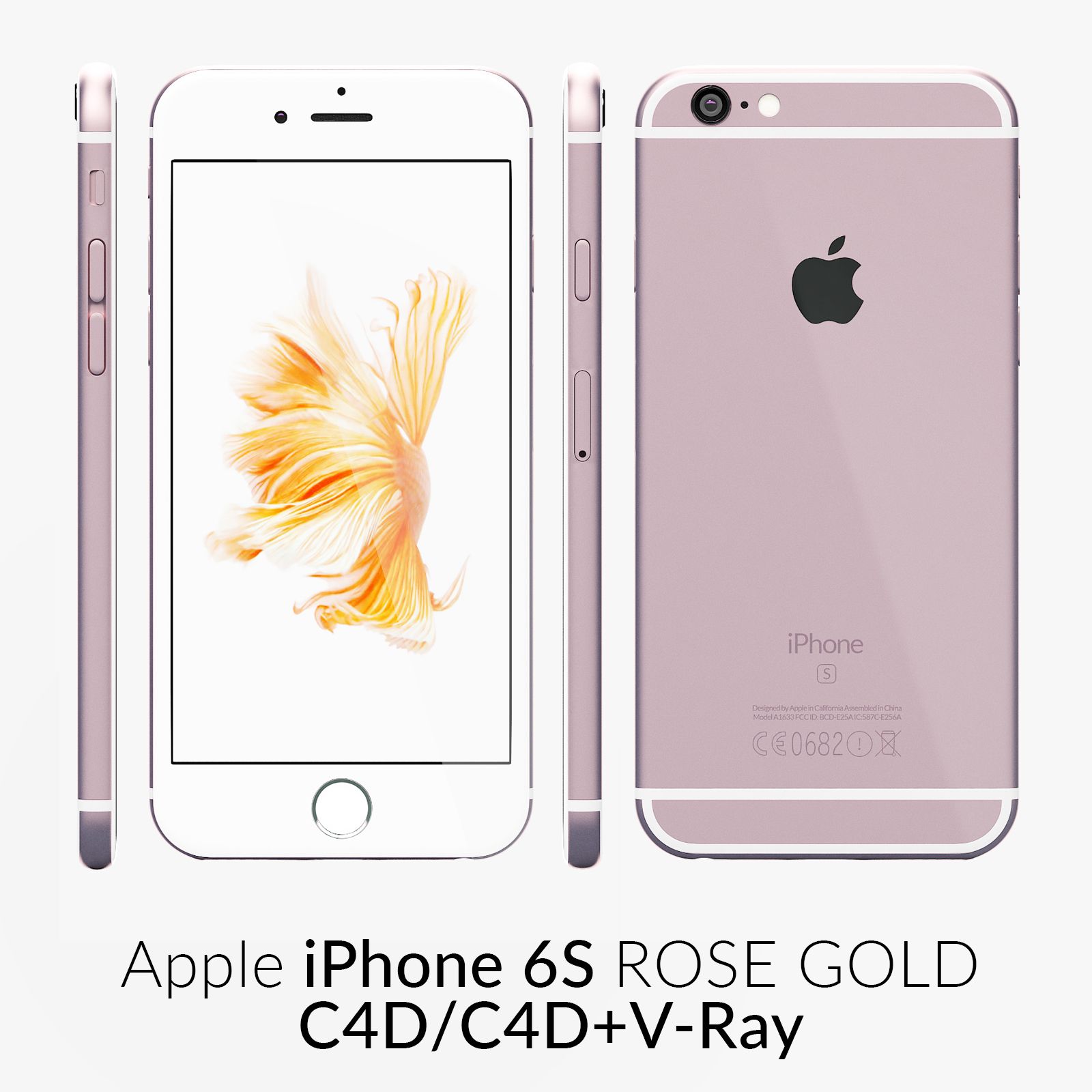 iPhone 6S Gül Altın C4D (2) 3d model