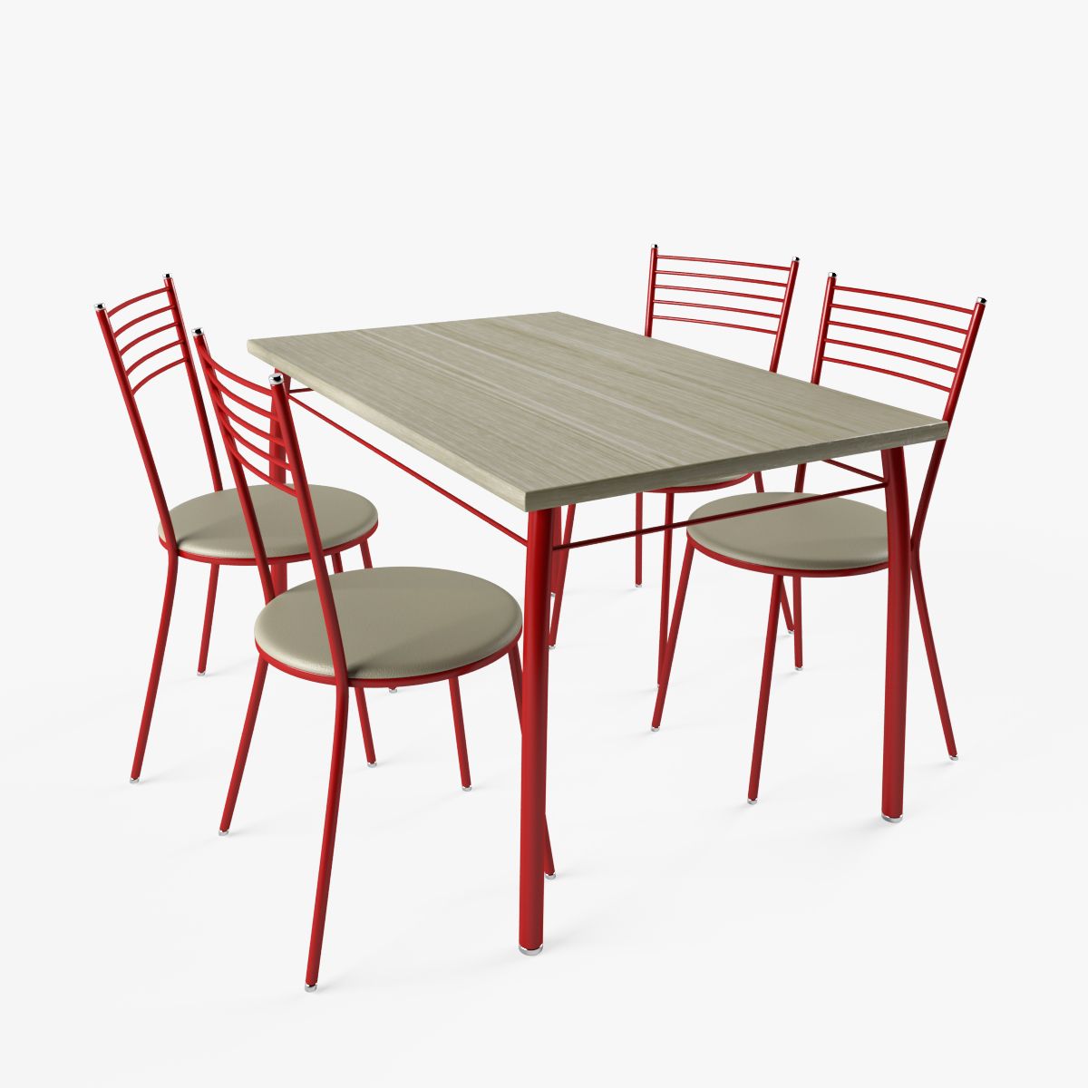 Stoelen en tafelset (rood) 3d model