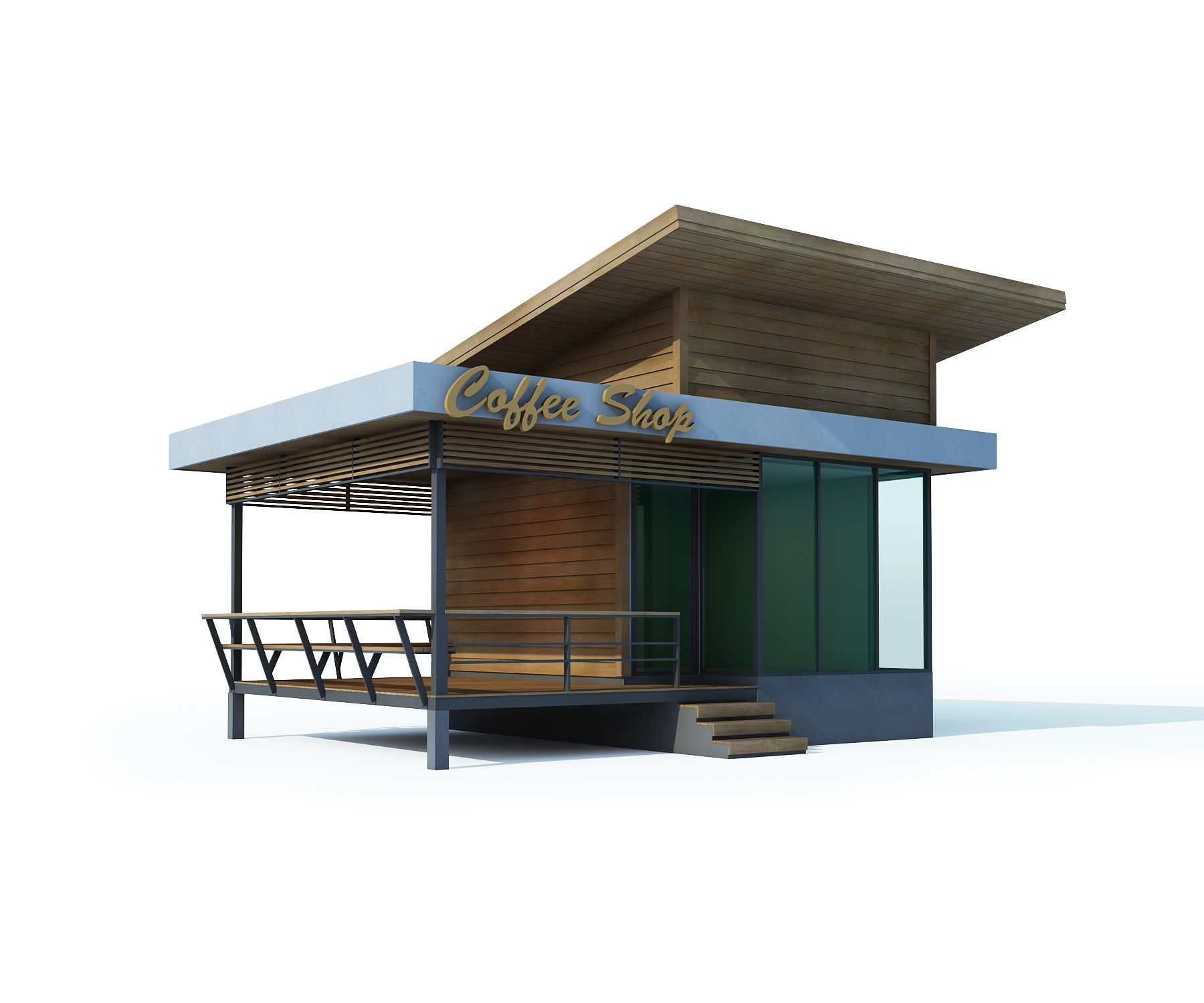 coffee shop building 3d model