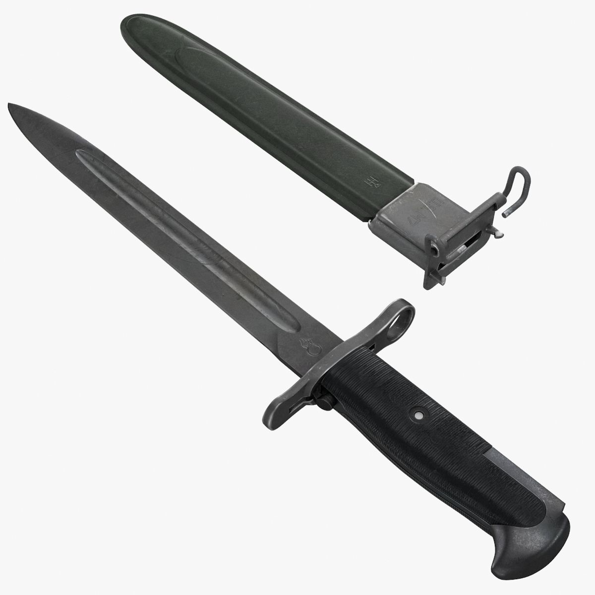 M1 Bayonet and M7 Scabbard 3d model