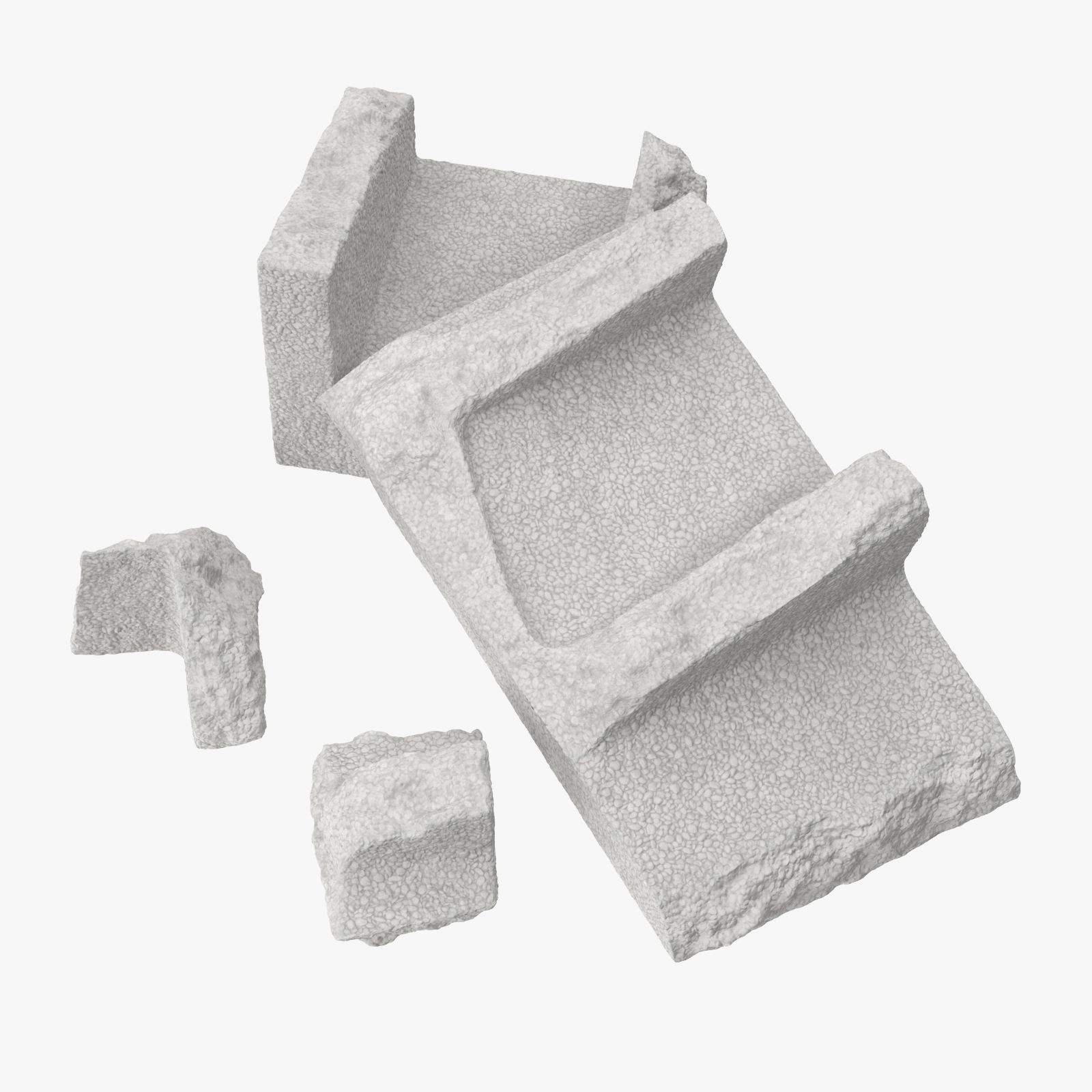 Cinder Block Broken 02 3d model