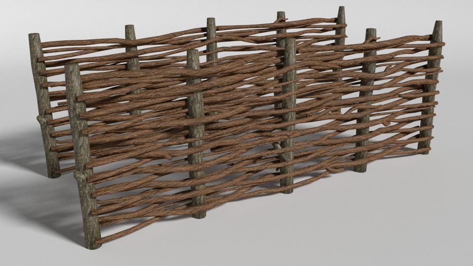 houten hek 3d model