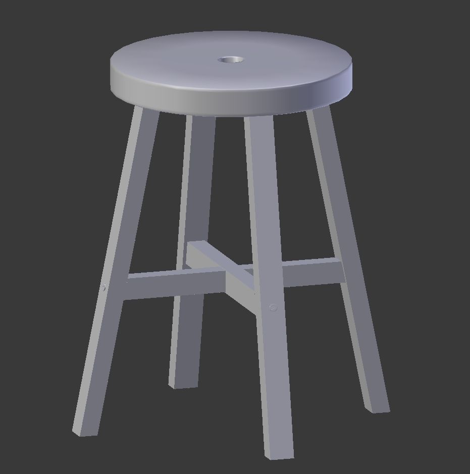 Wood Stool royalty-free 3d model - Preview no. 6