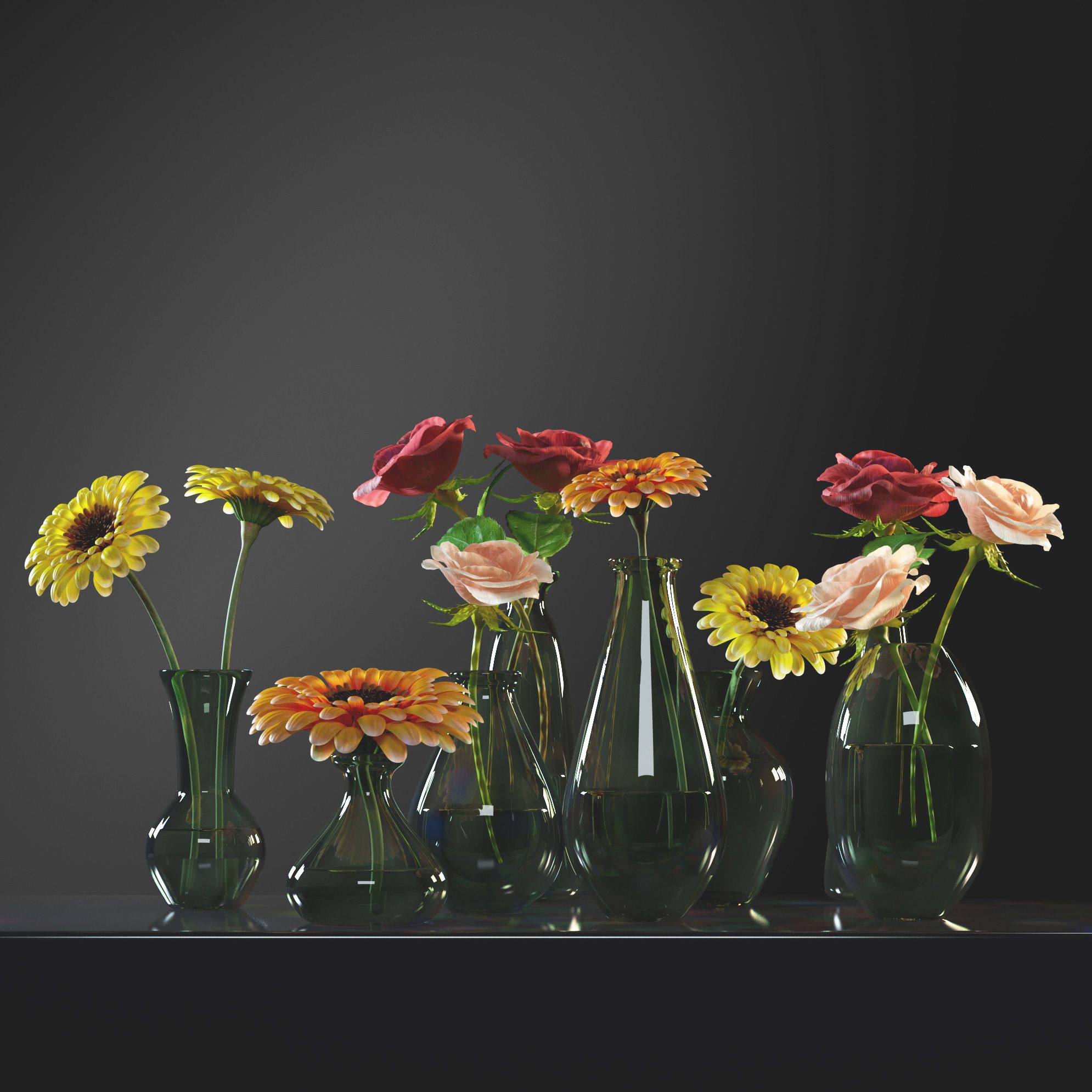 small flowered vase 3d model