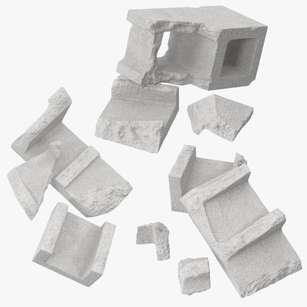 Cinder Blocks Broken 3d model