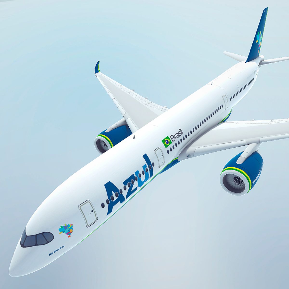 Airbus A350-900 Azul 3d model