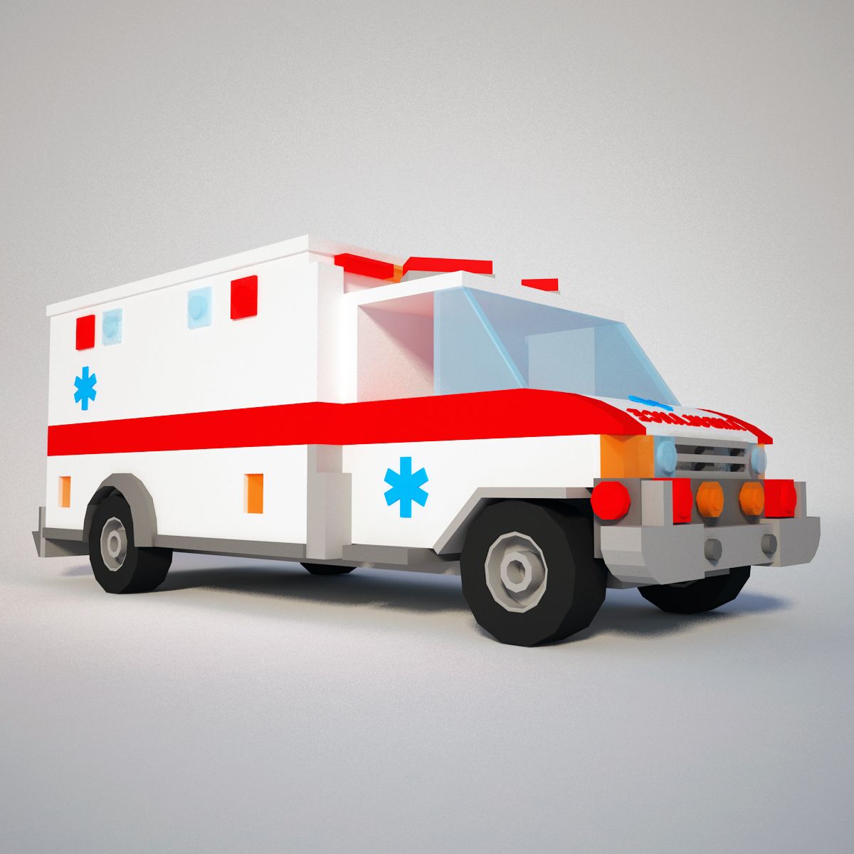 Ambulanza Low Poly 3d model