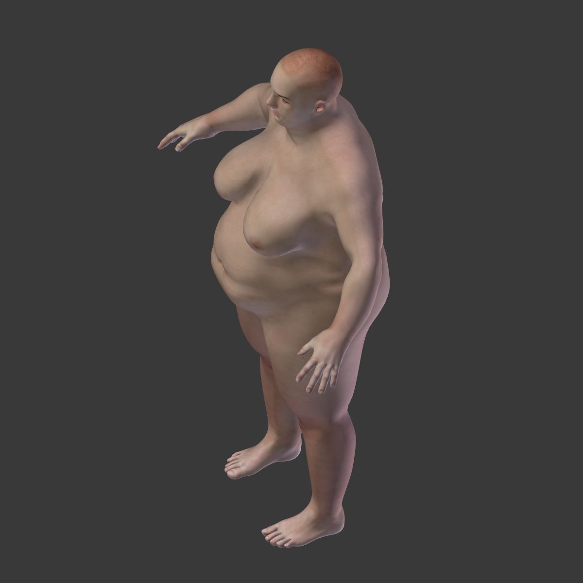 Mujer Obesa -- 2 Texturas de Piel royalty-free modelo 3d - Preview no. 16