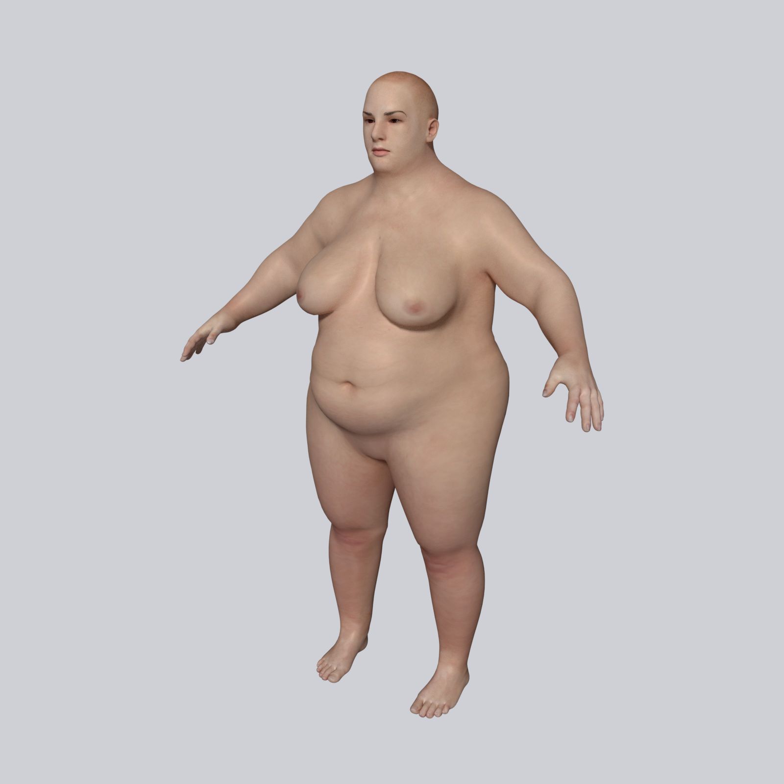 Mujer Obesa -- 2 Texturas de Piel royalty-free modelo 3d - Preview no. 2