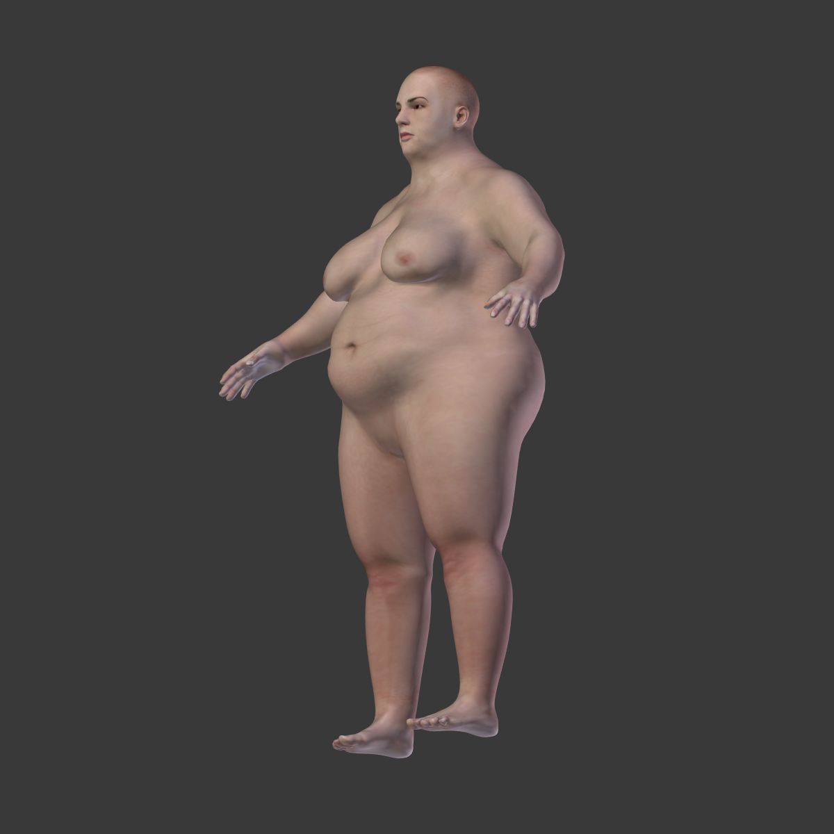 Mujer Obesa -- 2 Texturas de Piel royalty-free modelo 3d - Preview no. 15