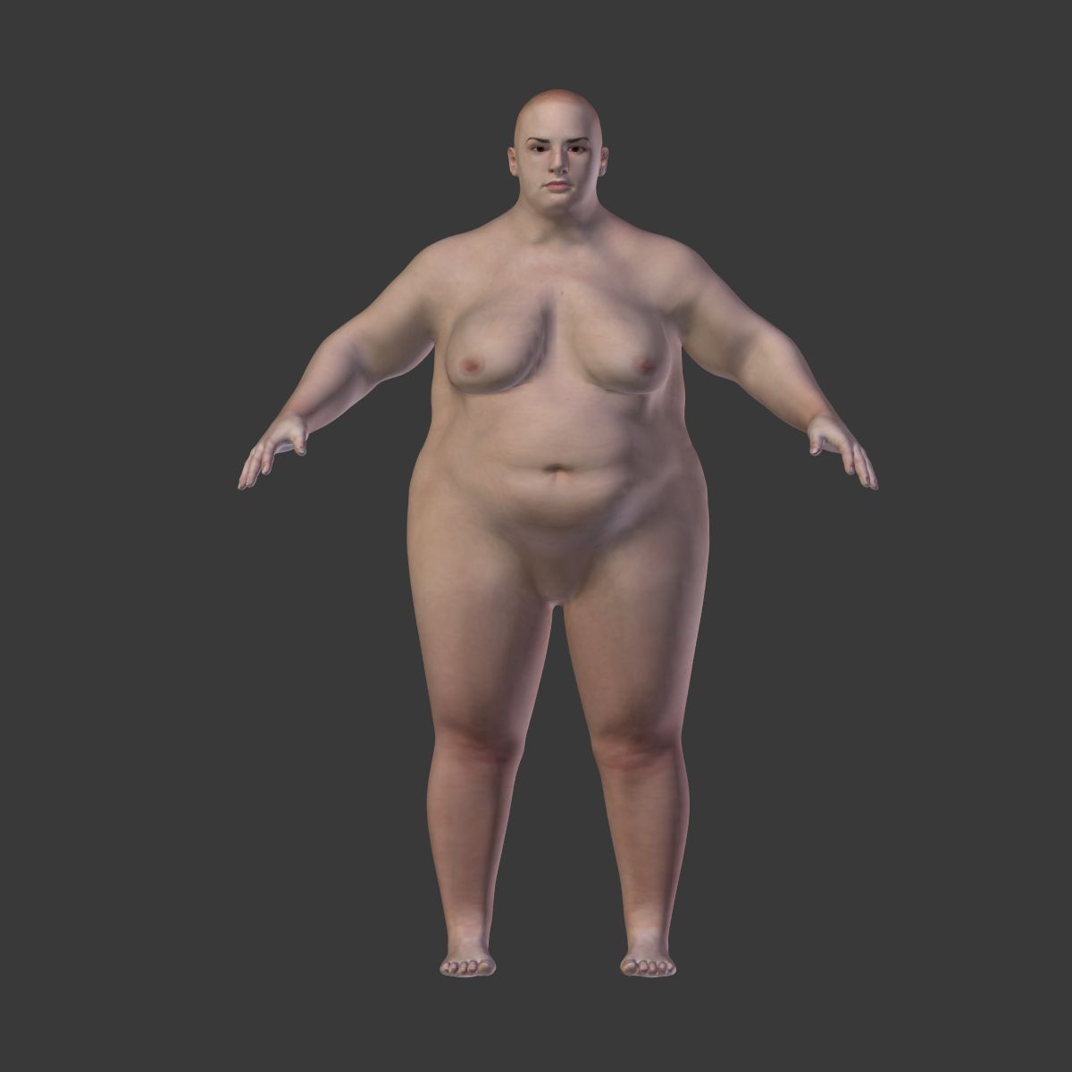 Mujer Obesa -- 2 Texturas de Piel royalty-free modelo 3d - Preview no. 13