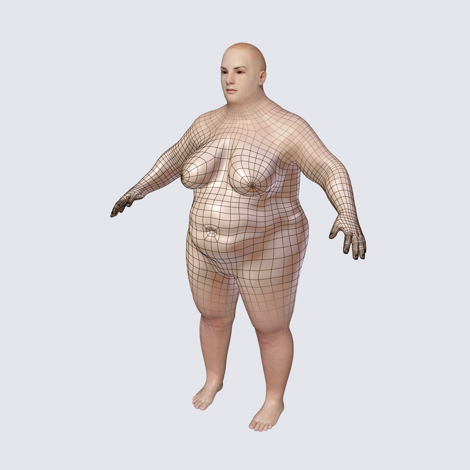 Obese Woman -- 2 Skin Textures 3d model