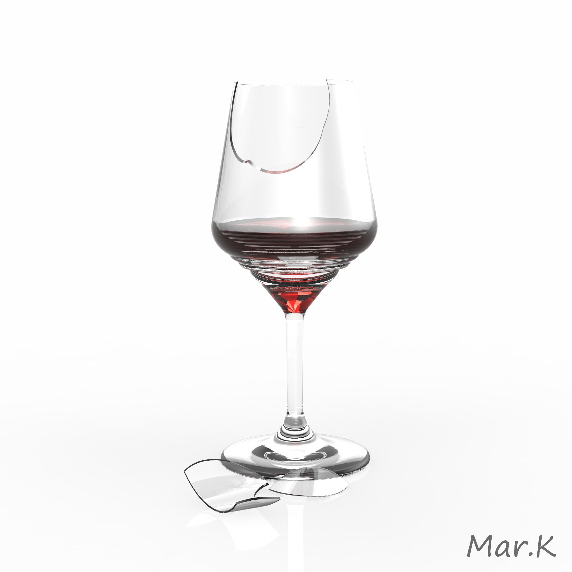 Broken wine glass 3d model