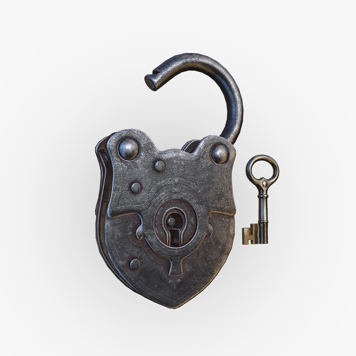 Vieux cadenas et clé 3d model