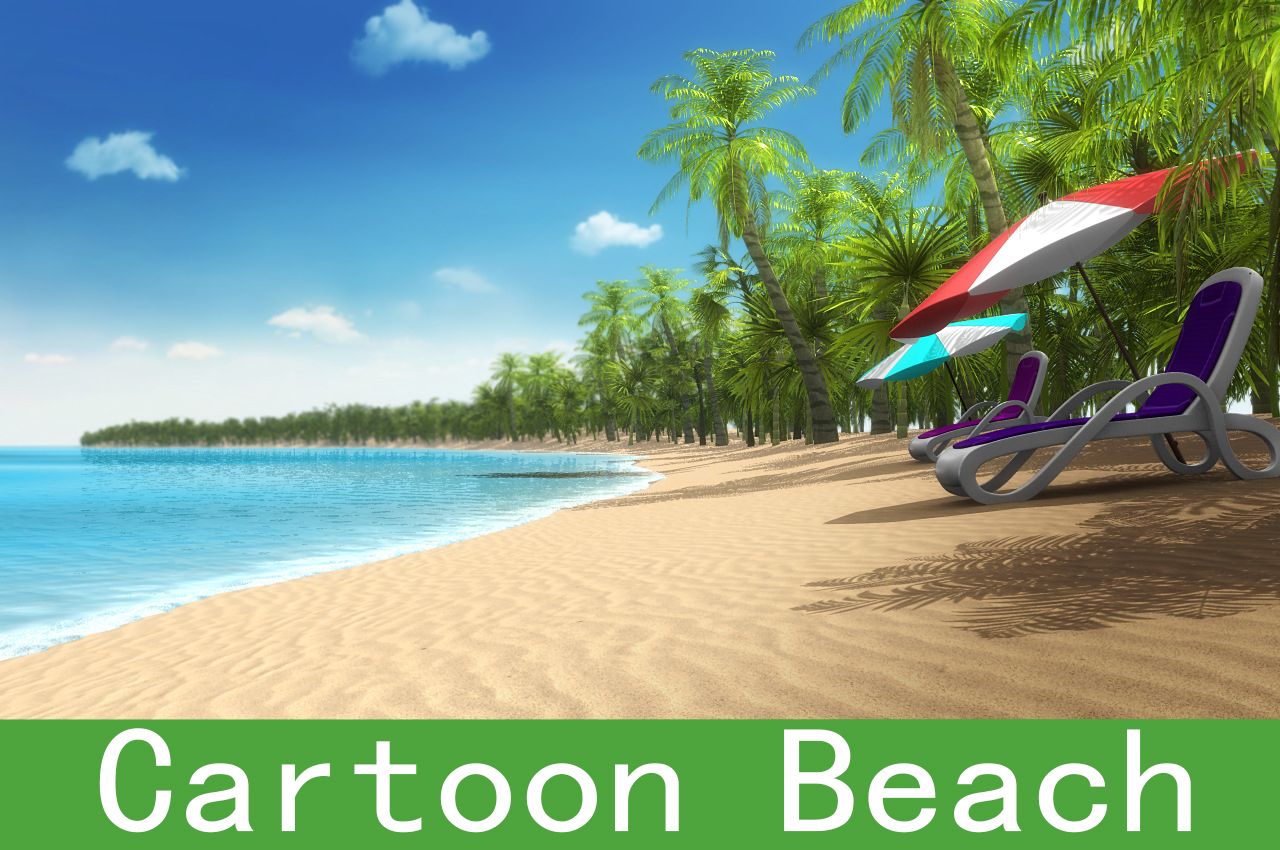 Cartoon beach 3d model