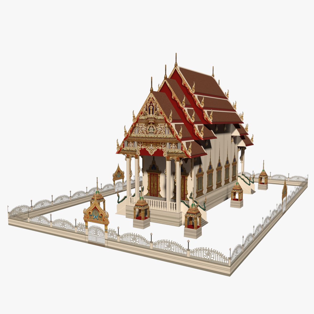 Chinese kerk - Laag Poly 3d model