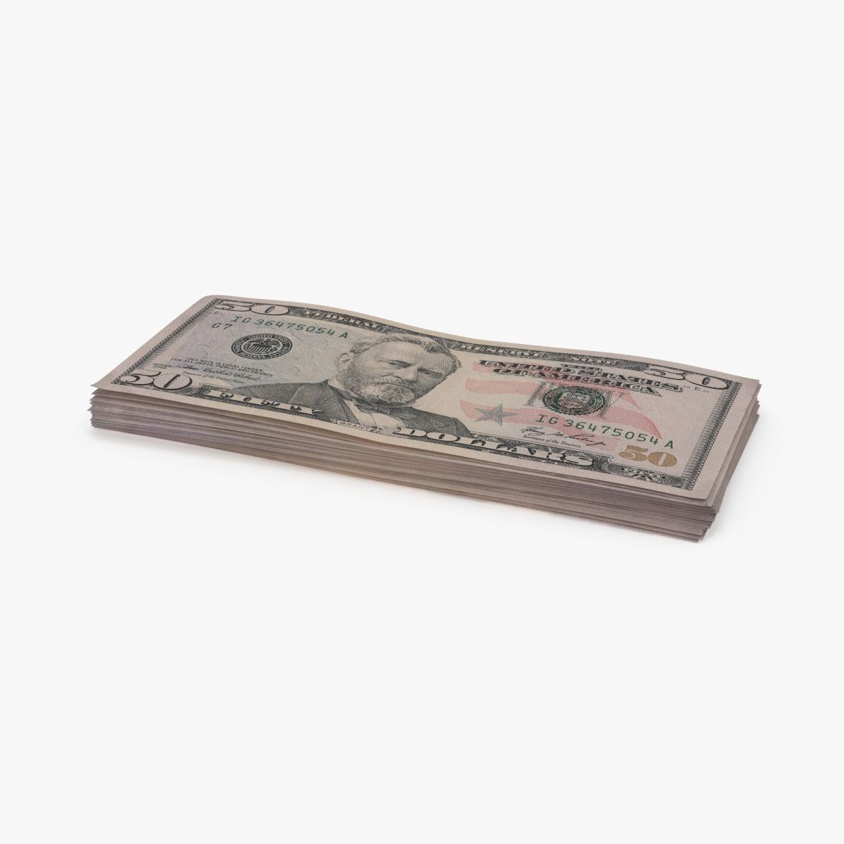 Stack da 50 dollari USA 3d model