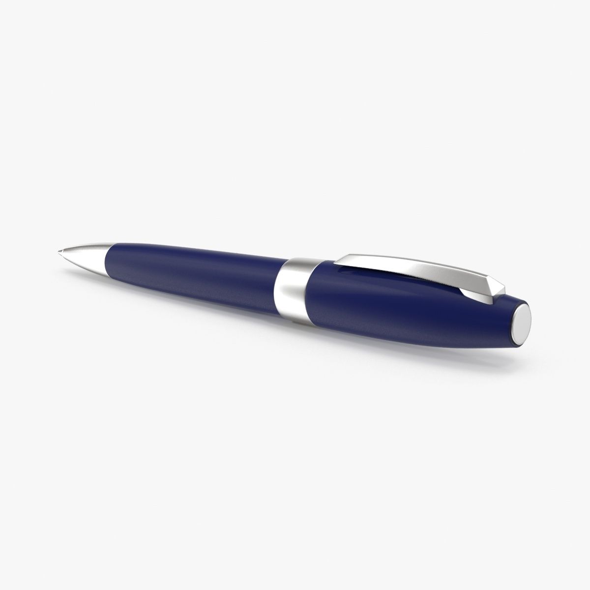 High end Ballpoint Pen Blue with Silver Trim 3d model