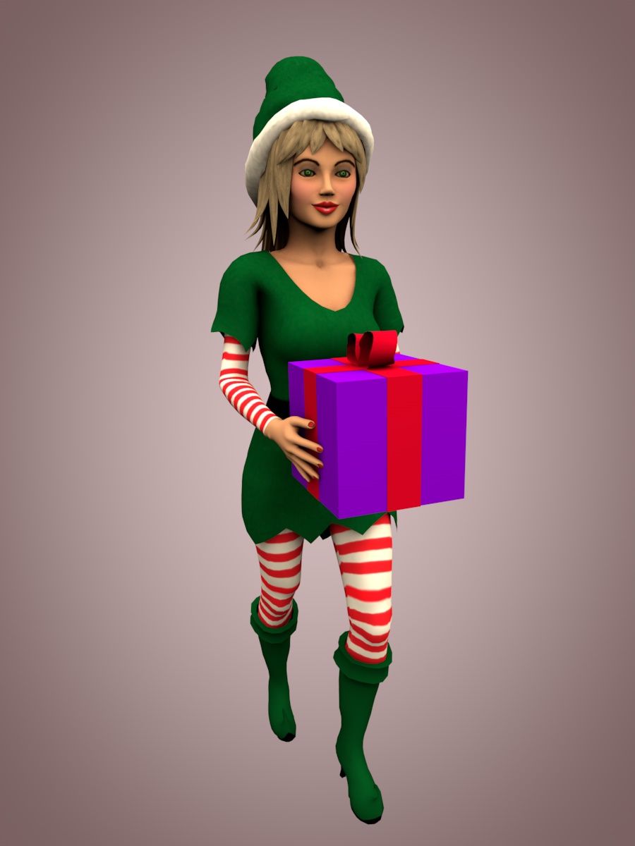 クリスマスのエルフの女の子 3d model