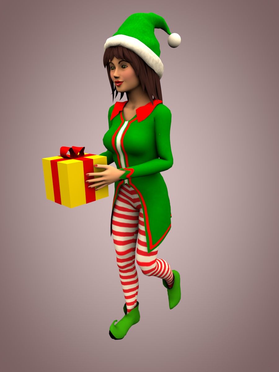 Christmas elf female 3d model