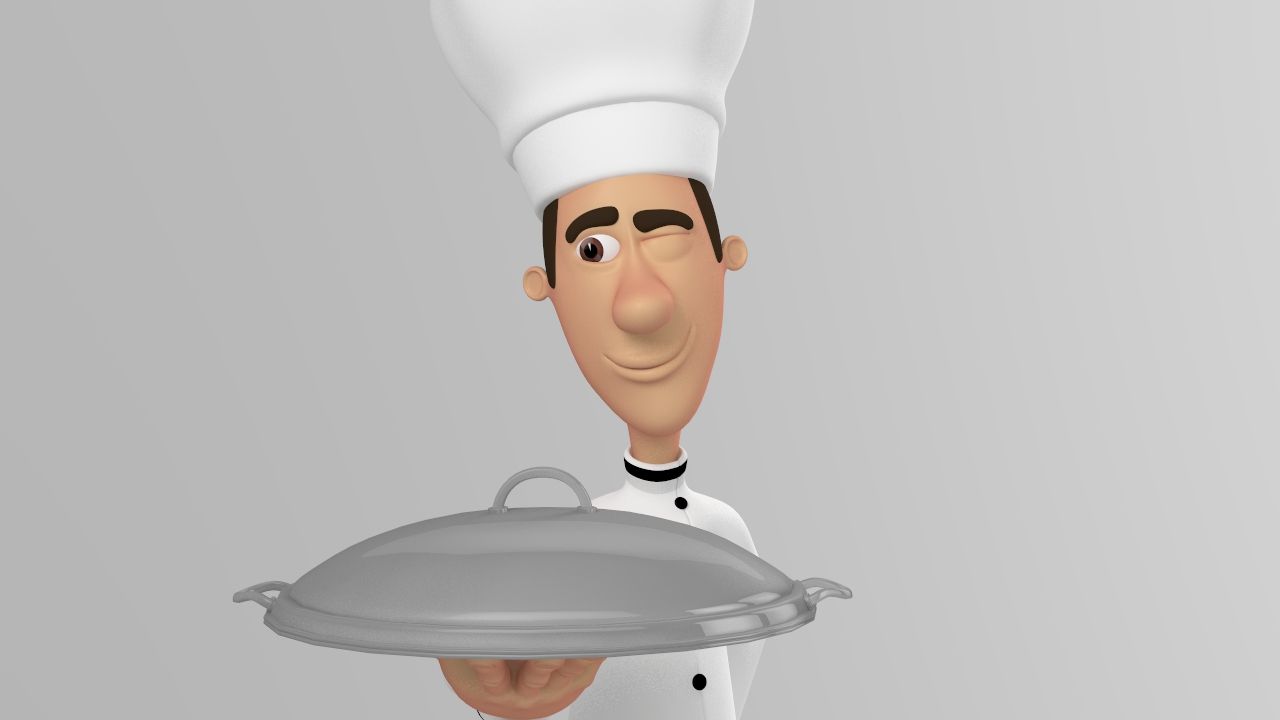 Cartoon cook 3d model