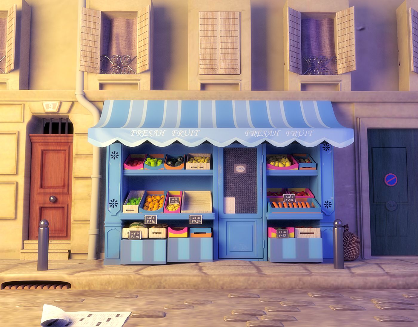 Cartoon Fruit Shop 3d model