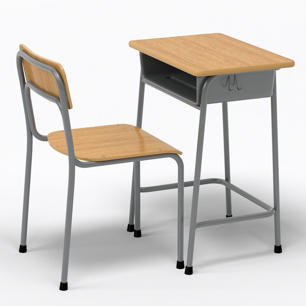 School Desk and Chair V2 3d model