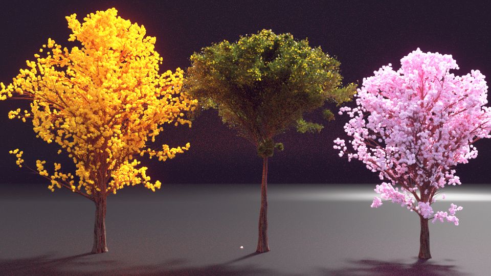 Colorful trees 3d model