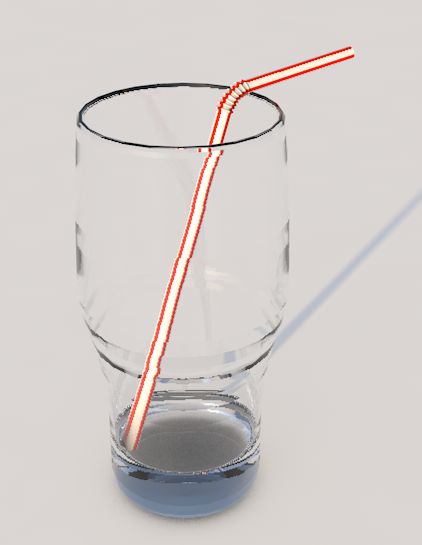 vaso de vidrio y paja modelo 3d