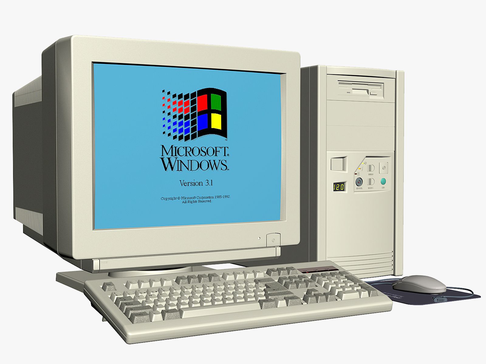 Vintage PC Computador pessoal antigo 3d model