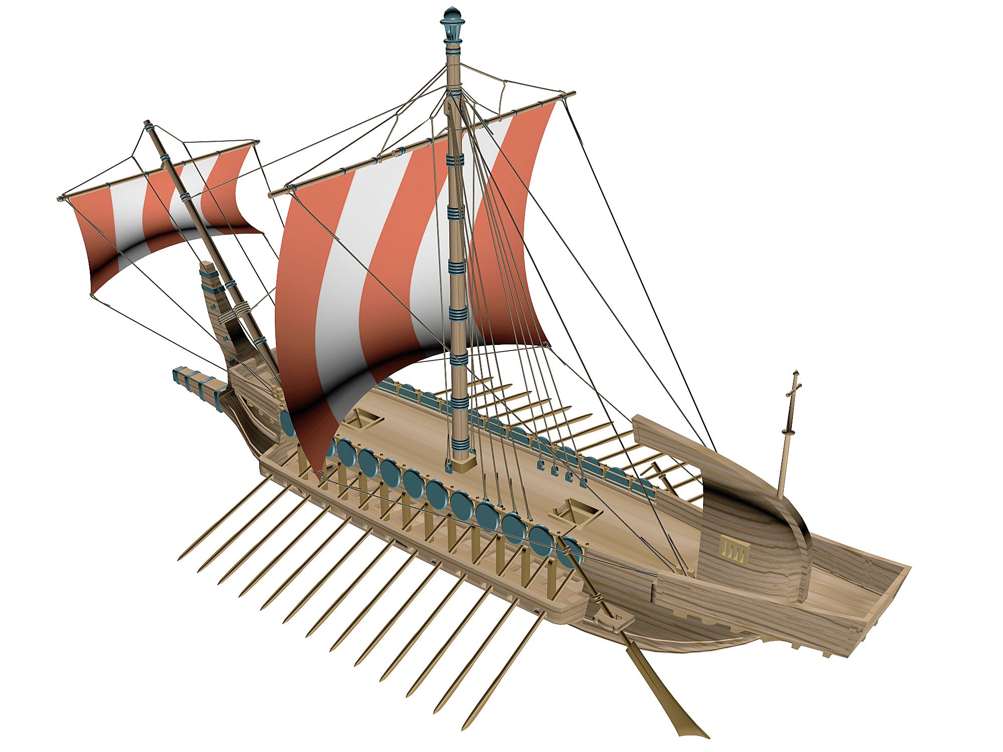 Griekse oude boot royalty-free 3d model - Preview no. 4