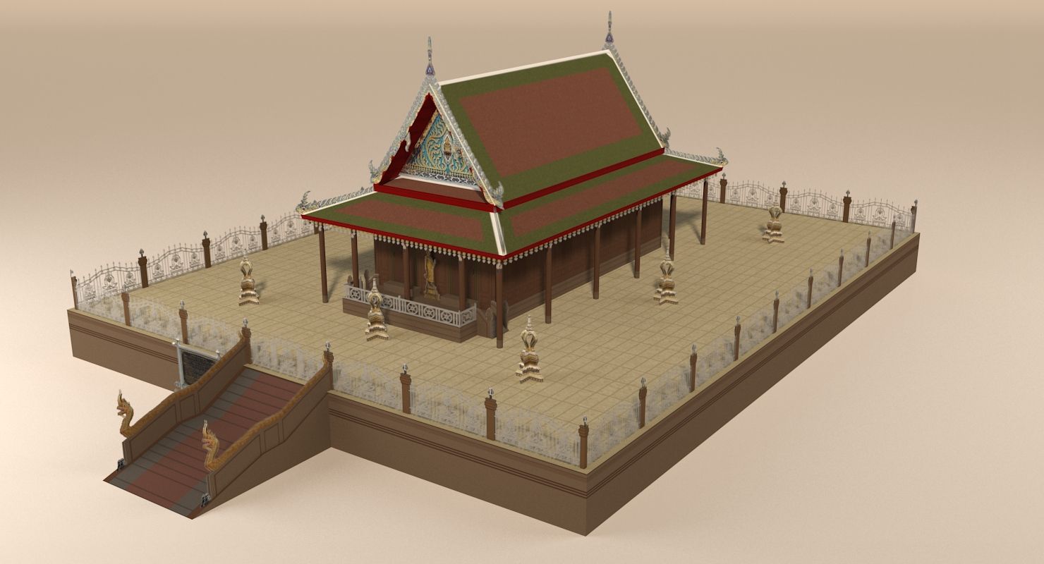 Aziatische tempel royalty-free 3d model - Preview no. 8