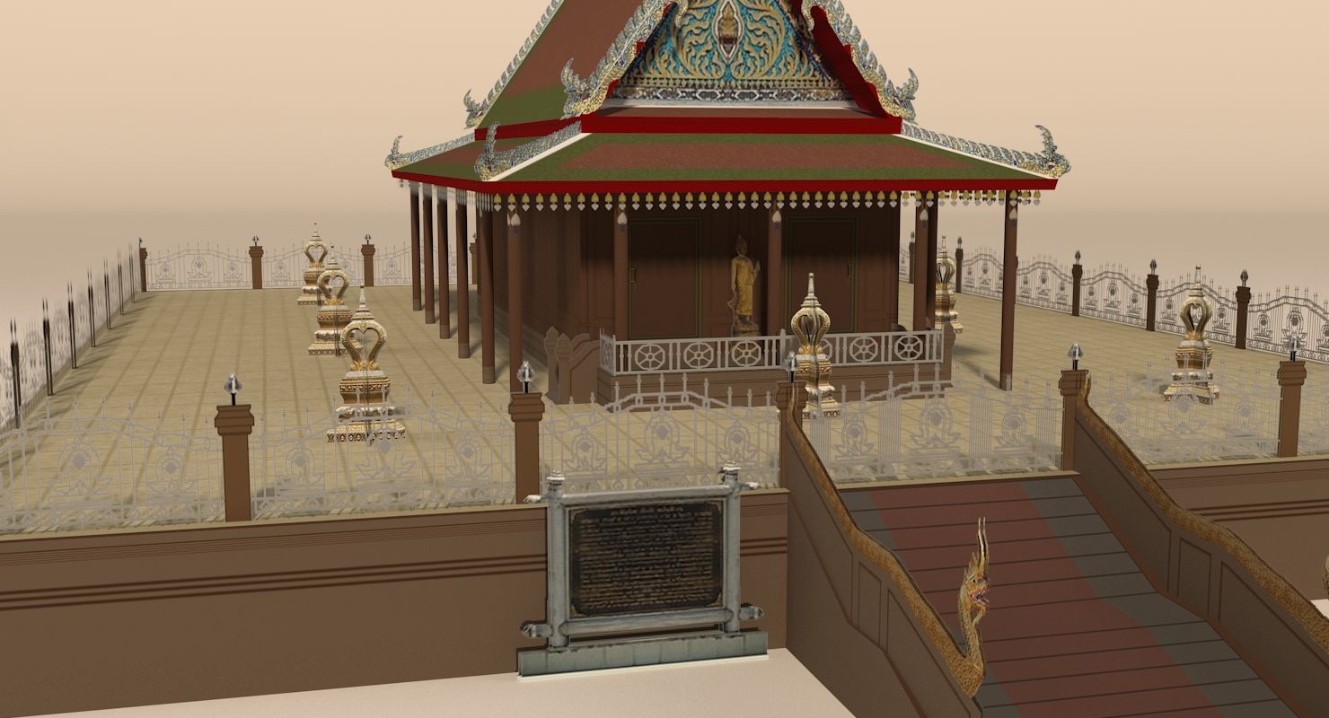 Aziatische tempel royalty-free 3d model - Preview no. 9