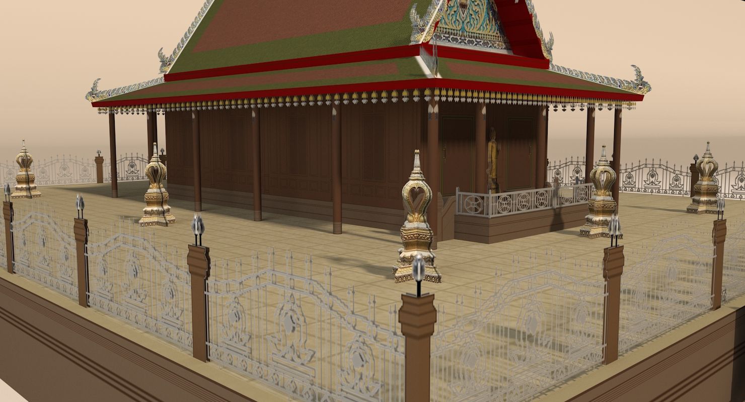 Aziatische tempel royalty-free 3d model - Preview no. 10