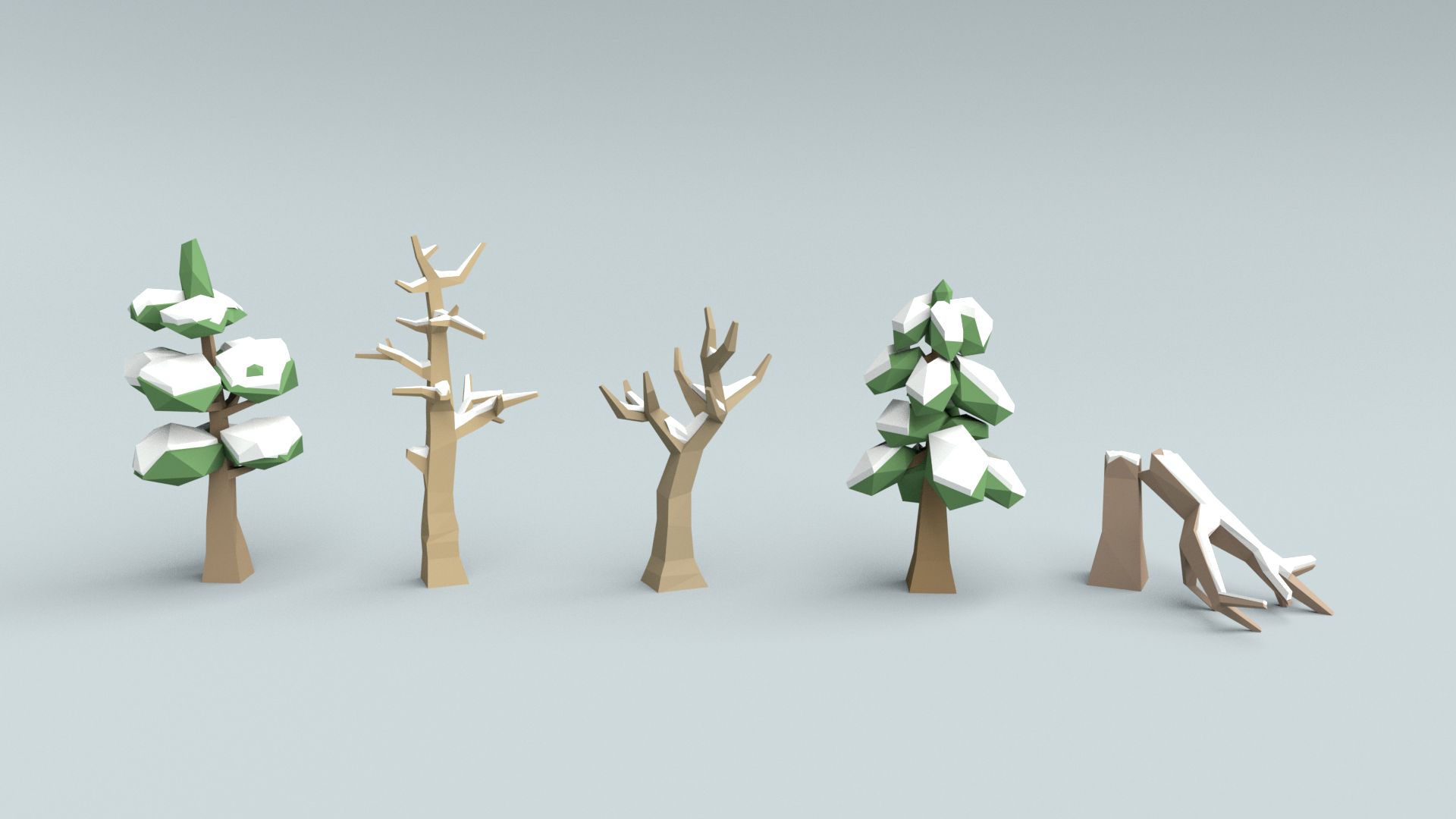 Árvores de inverno baixa poli 3d model