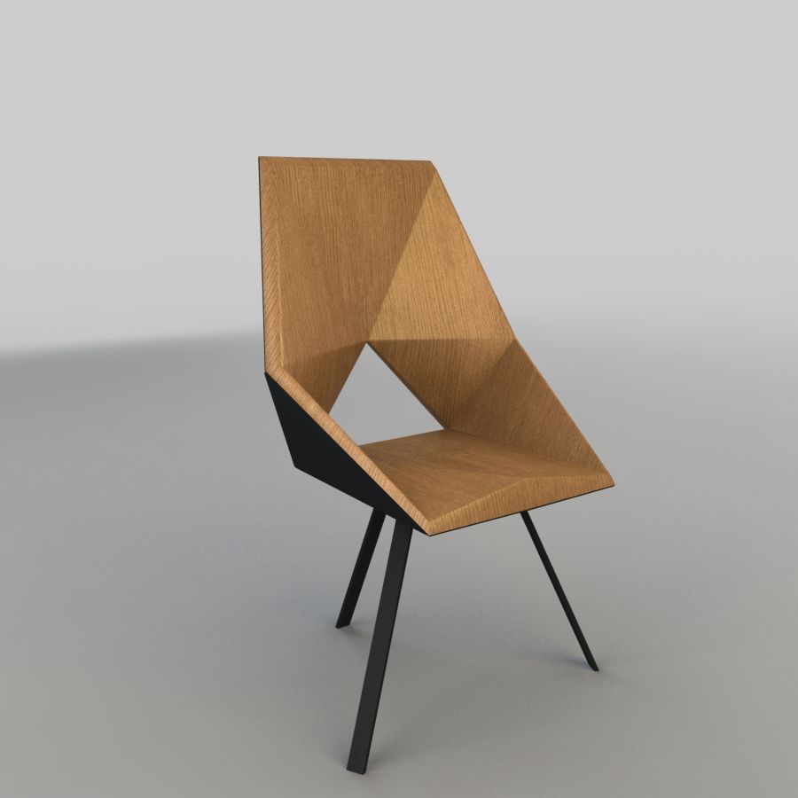 Geometric Wooden Armchair 3d model