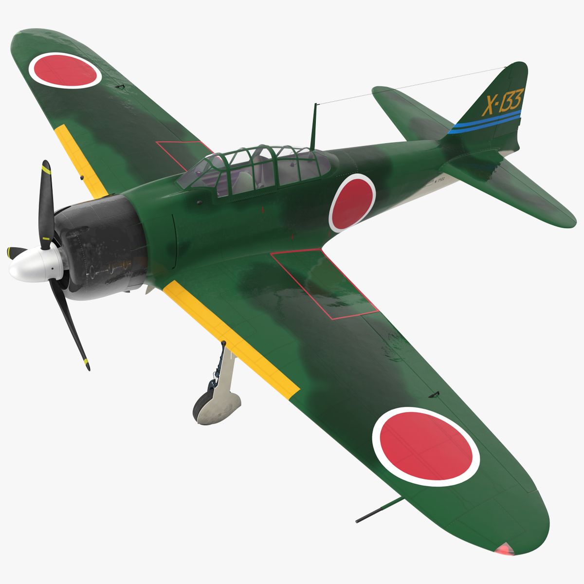 Fighter Aircraft A6M Zero Japanese Navy WWII 3D Model 3d model